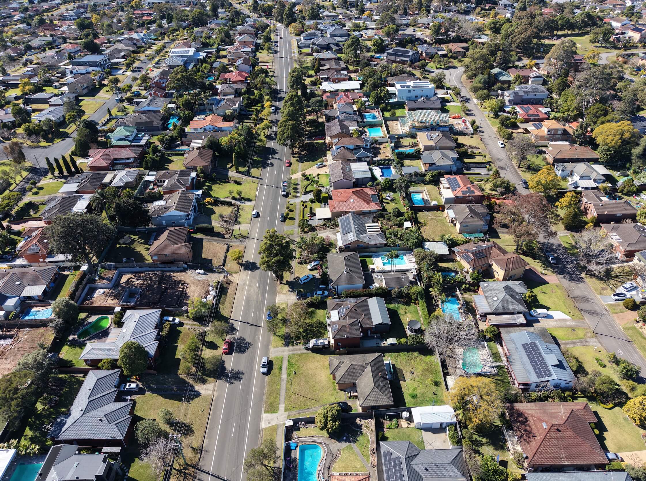 Aerial baseline image of a development site